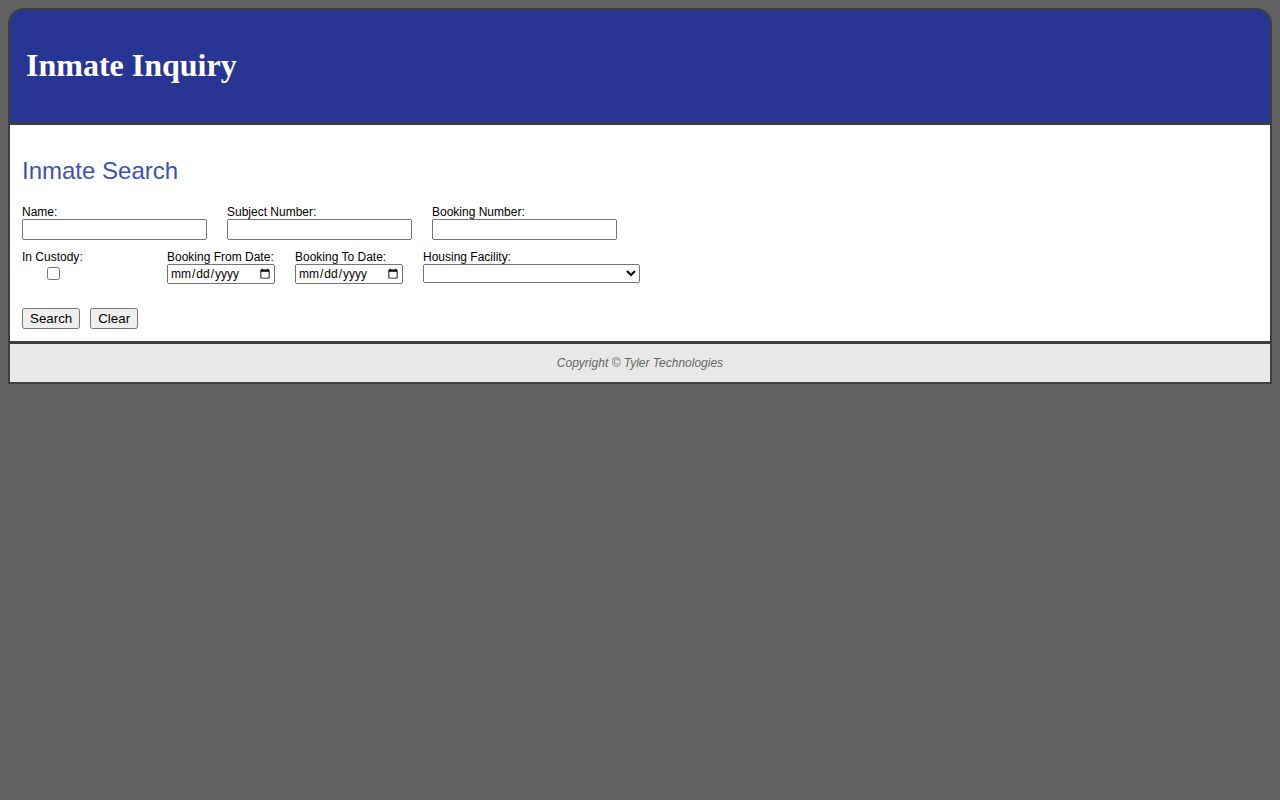 Tyler result fields for the Kankakee Sheriff jail system